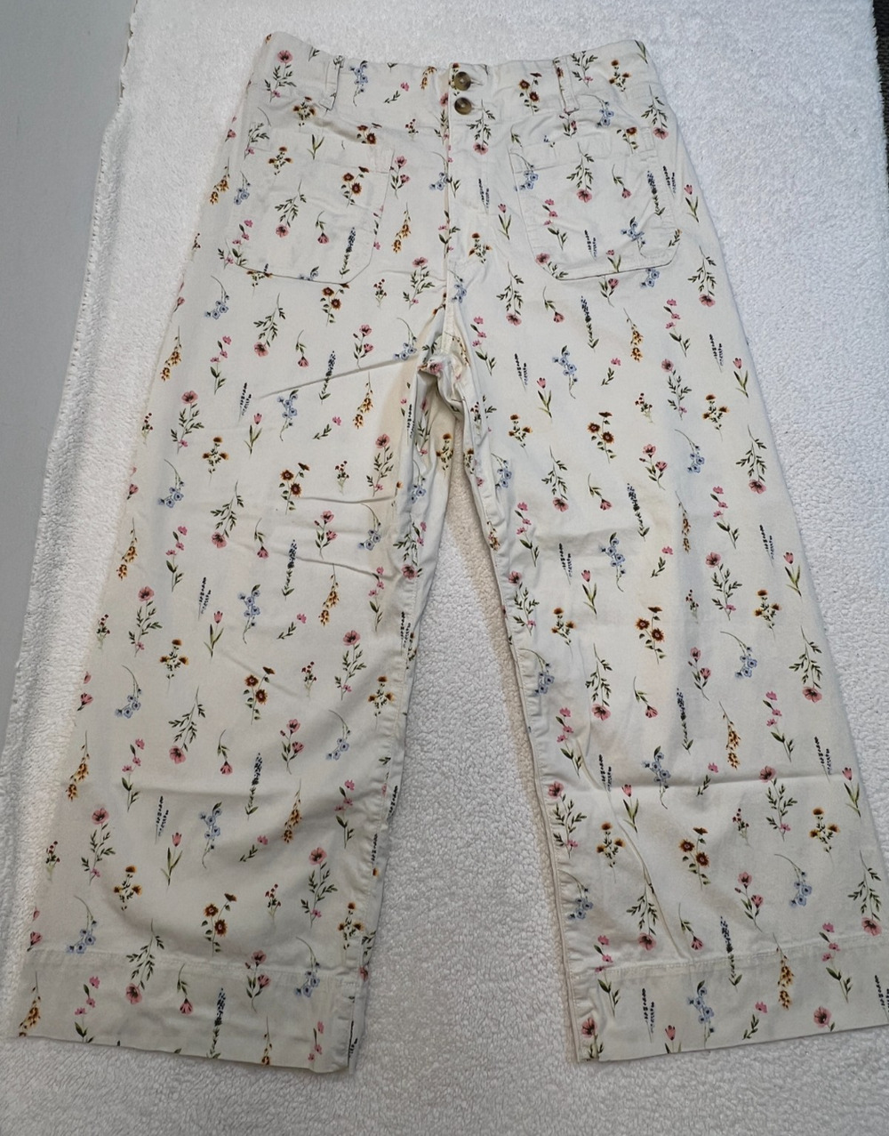 LC Lauren Conrad Crop Pants Wildflower Women's Wide Leg Super High Rise, Sz 14